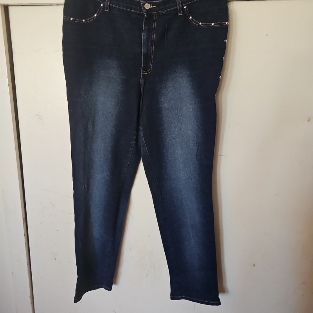 Encore Jeans Dark Navy Skinny Jeans with Subtle Fade